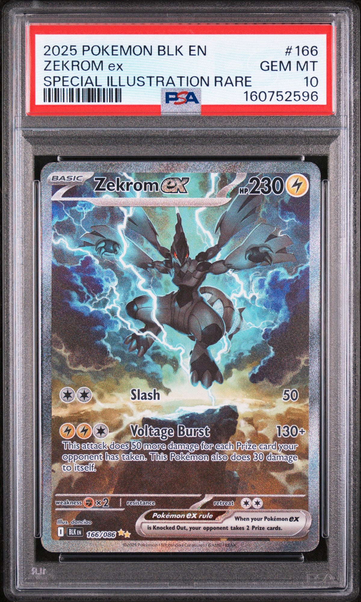 Zekrom Ex Special Illustration Rare PSA 10 2025 Pokemon En Black Bolt #166