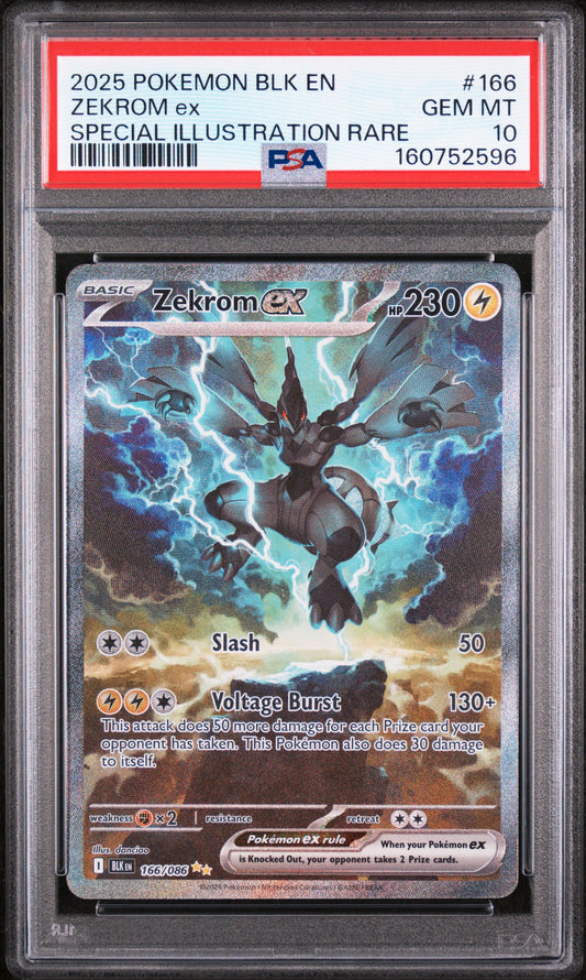 Zekrom Ex Special Illustration Rare PSA 10 2025 Pokemon En Black Bolt #166