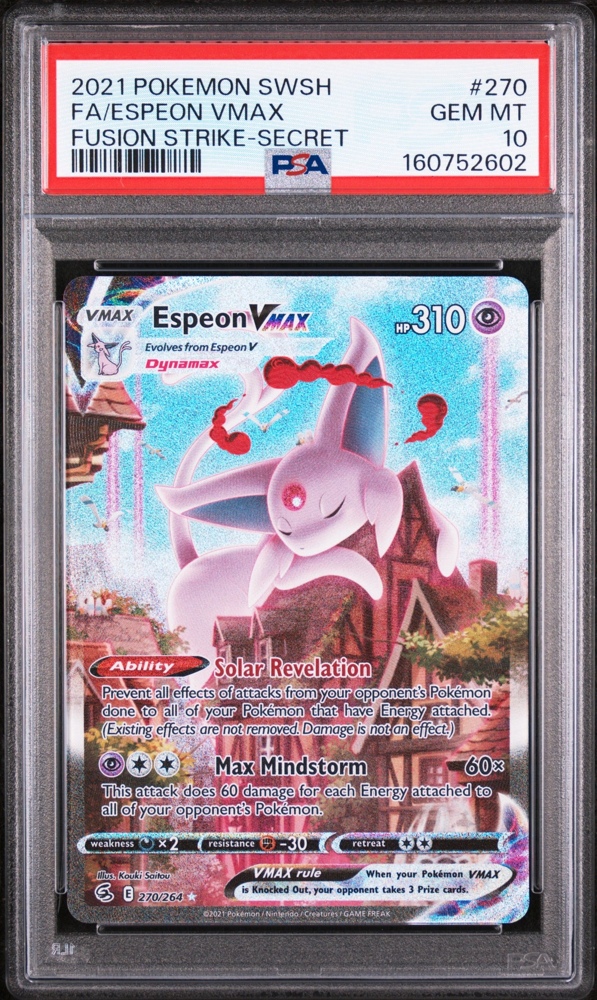 Espeon VMAX PSA 10 2021 Pokemon Sword & Shield Fusion Strike #270