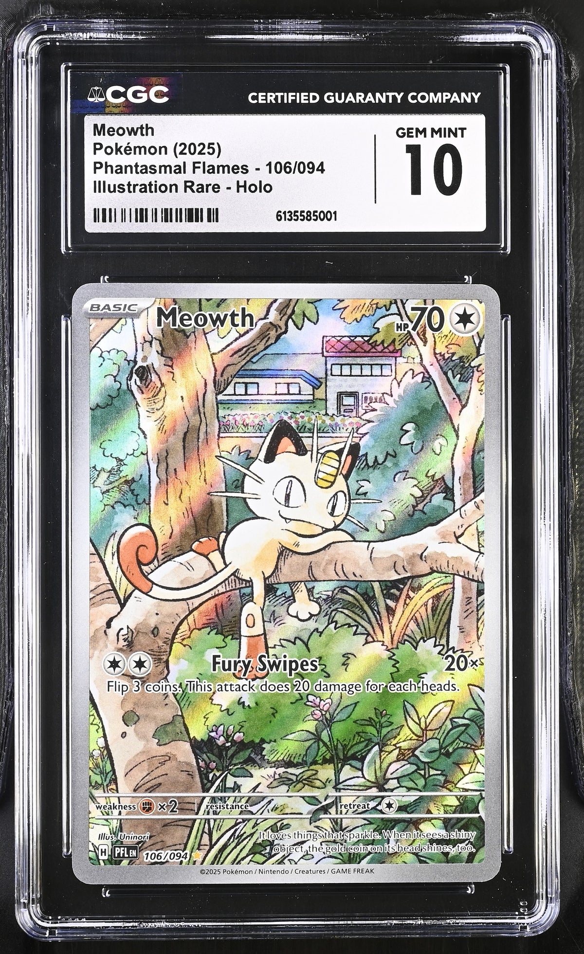 Meowth CGC 10 2025 Phantasmal Flames #106/094