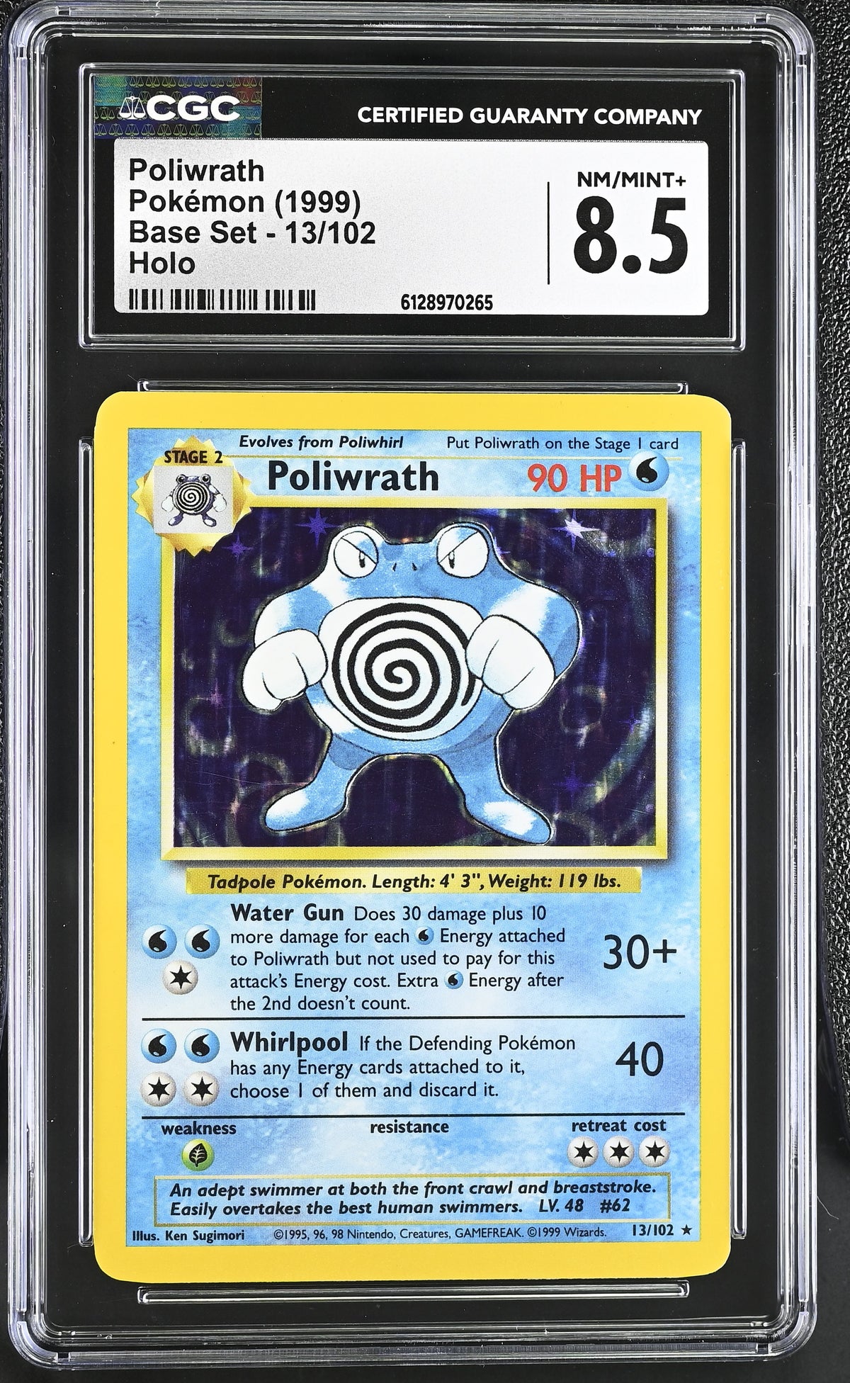 Poliwrath Holo CGC 8.5 1999 Base Set #13/102