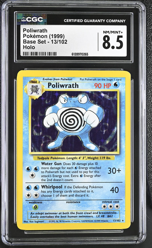 Poliwrath Holo CGC 8.5 1999 Base Set #13/102