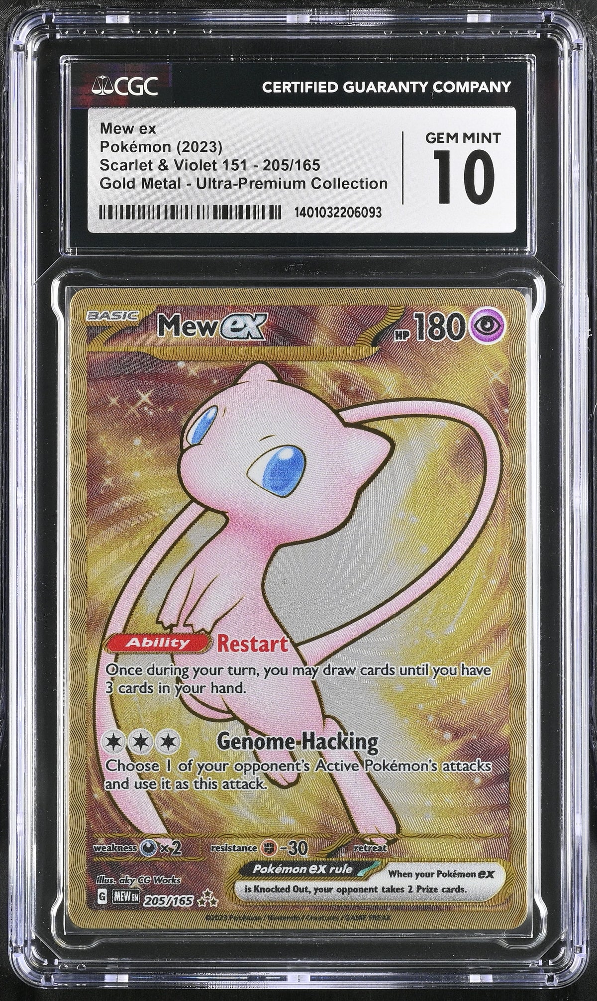 Mew ex Metal Card CGC 10 2023 Scarlet & Violet 151 #205/165