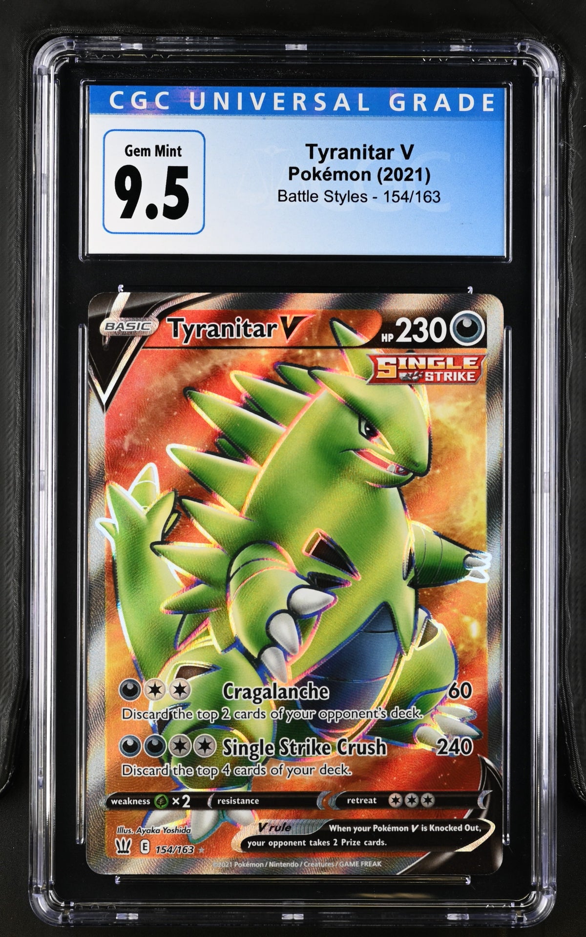 Tyranitar V Blue Label CGC 9.5 2021 Battle Styles #154/163 NEW CGC 10
