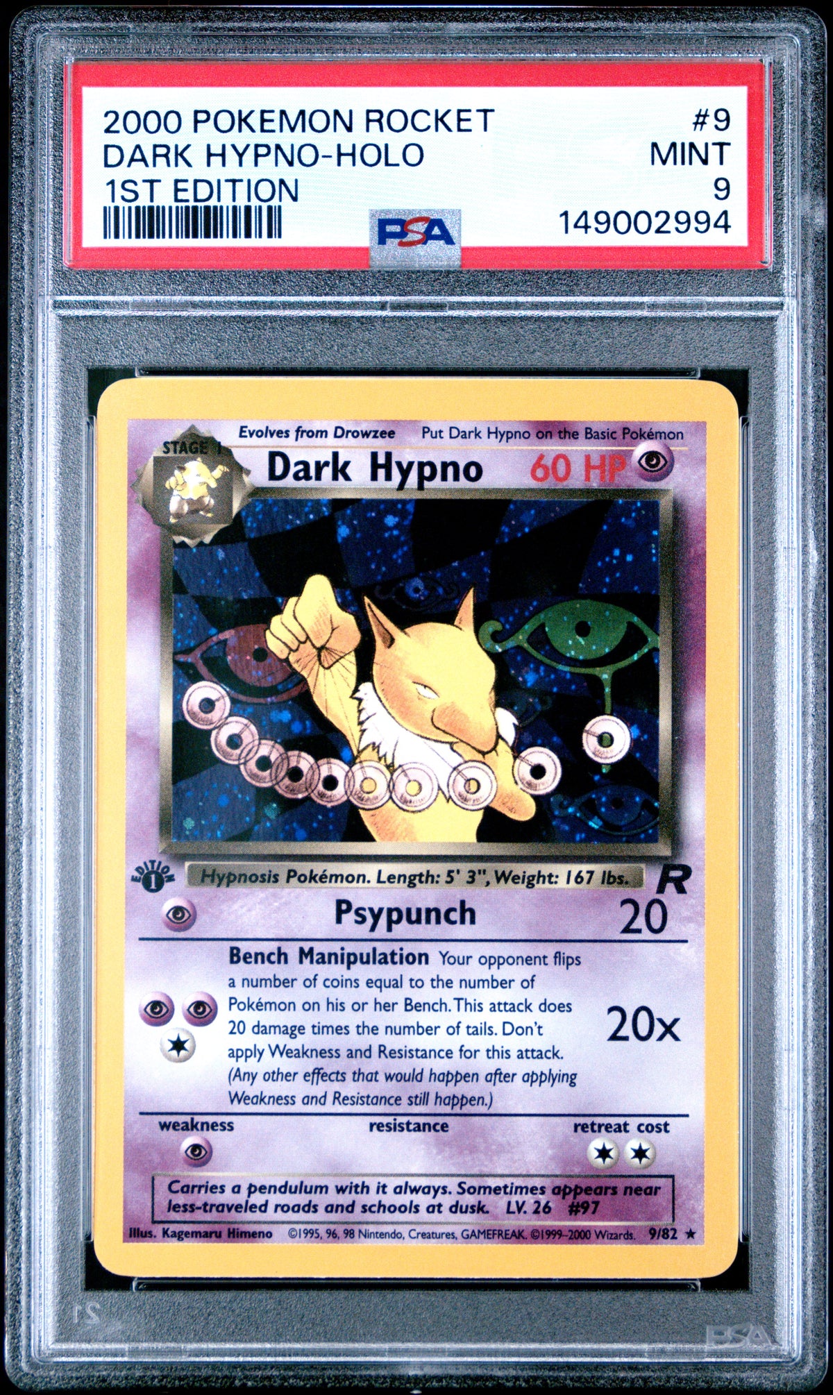 Dark Hypno Holo 1st Edition PSA 9 2000 Pokemon Rocket #9