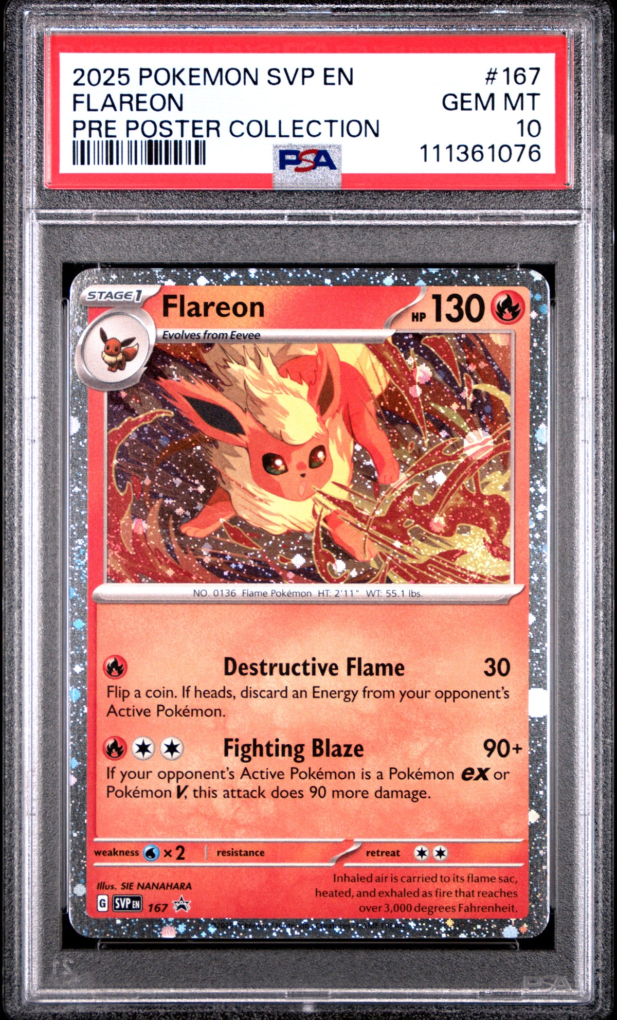 Flareon Cosmo Holo PSA 10 2025 Pokemon En Sv Black Star Promo #167