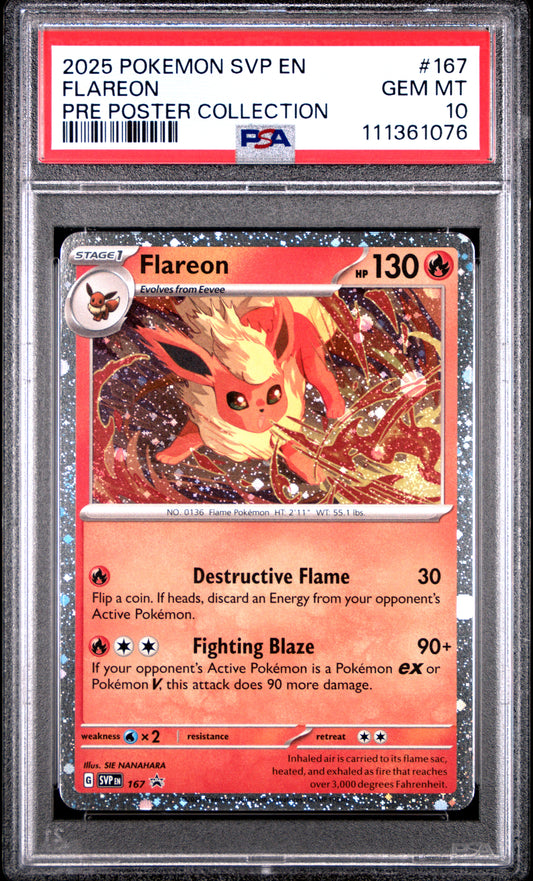 Flareon Cosmo Holo PSA 10 2025 Pokemon En Sv Black Star Promo #167