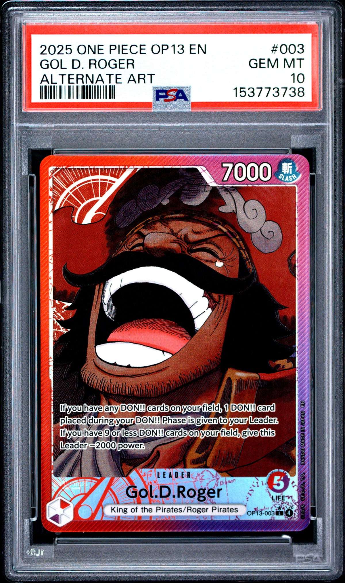 Gol D Roger Alternate Art PSA 10 2025 One Piece OP13 Carrying On His Will #003