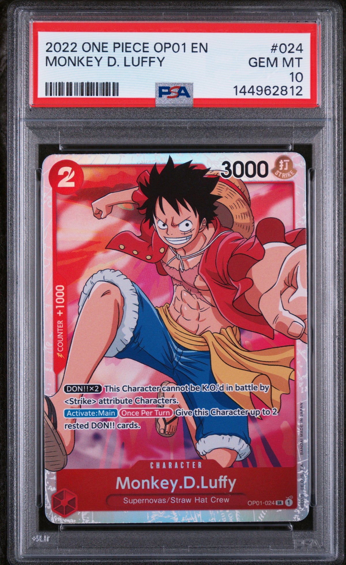 Monkey D. Luffy PSA 10 2022 One Piece OP01 Romance Dawn #024