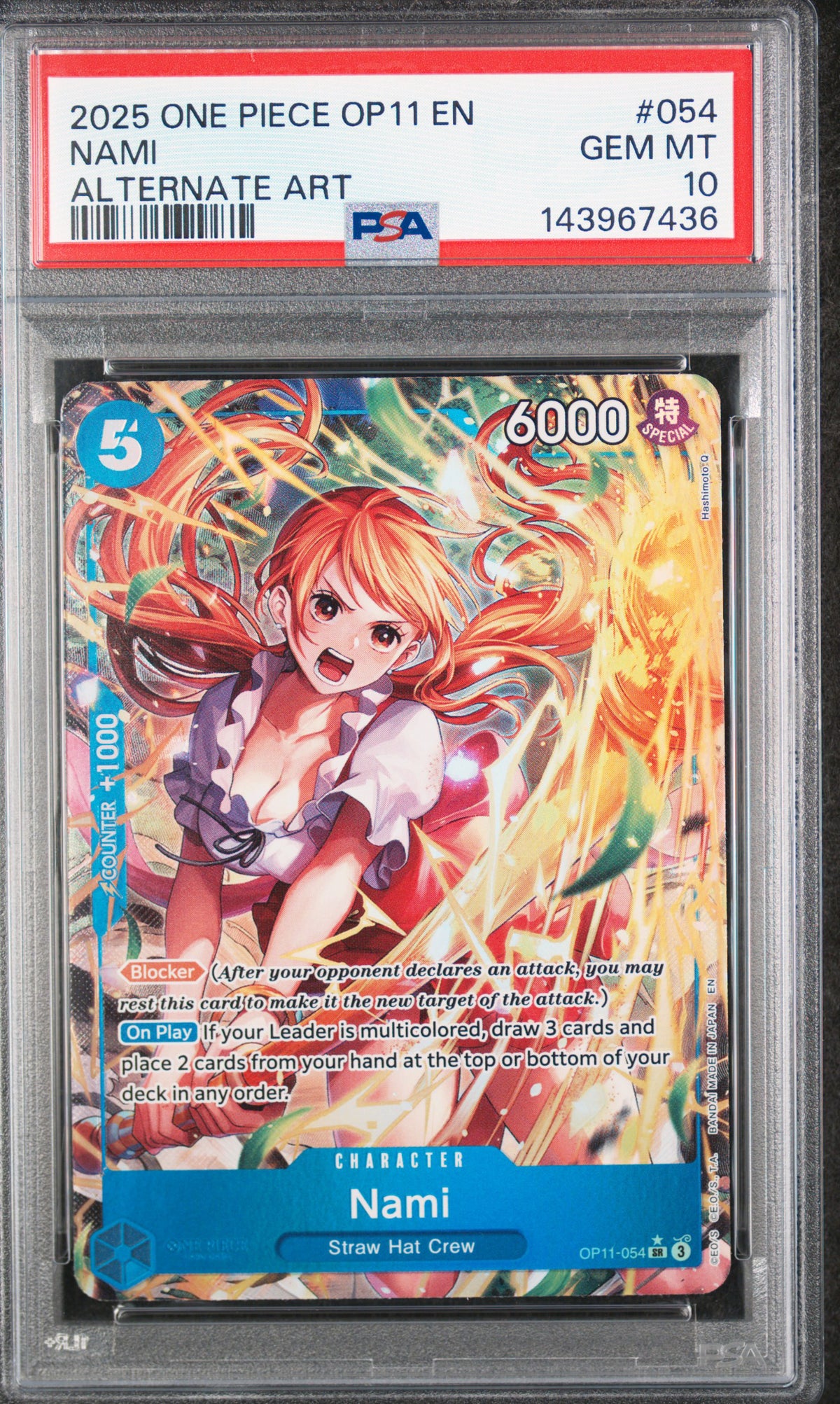Nami Alternate Art PSA 10 2025 One Piece OP11 A Fist Of Divine Speed #054