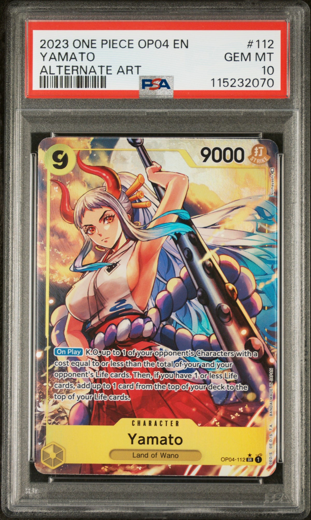 Yamato Alternate Art PSA 10 2023 One Piece OP04 Kingdoms Of Intrigue #112