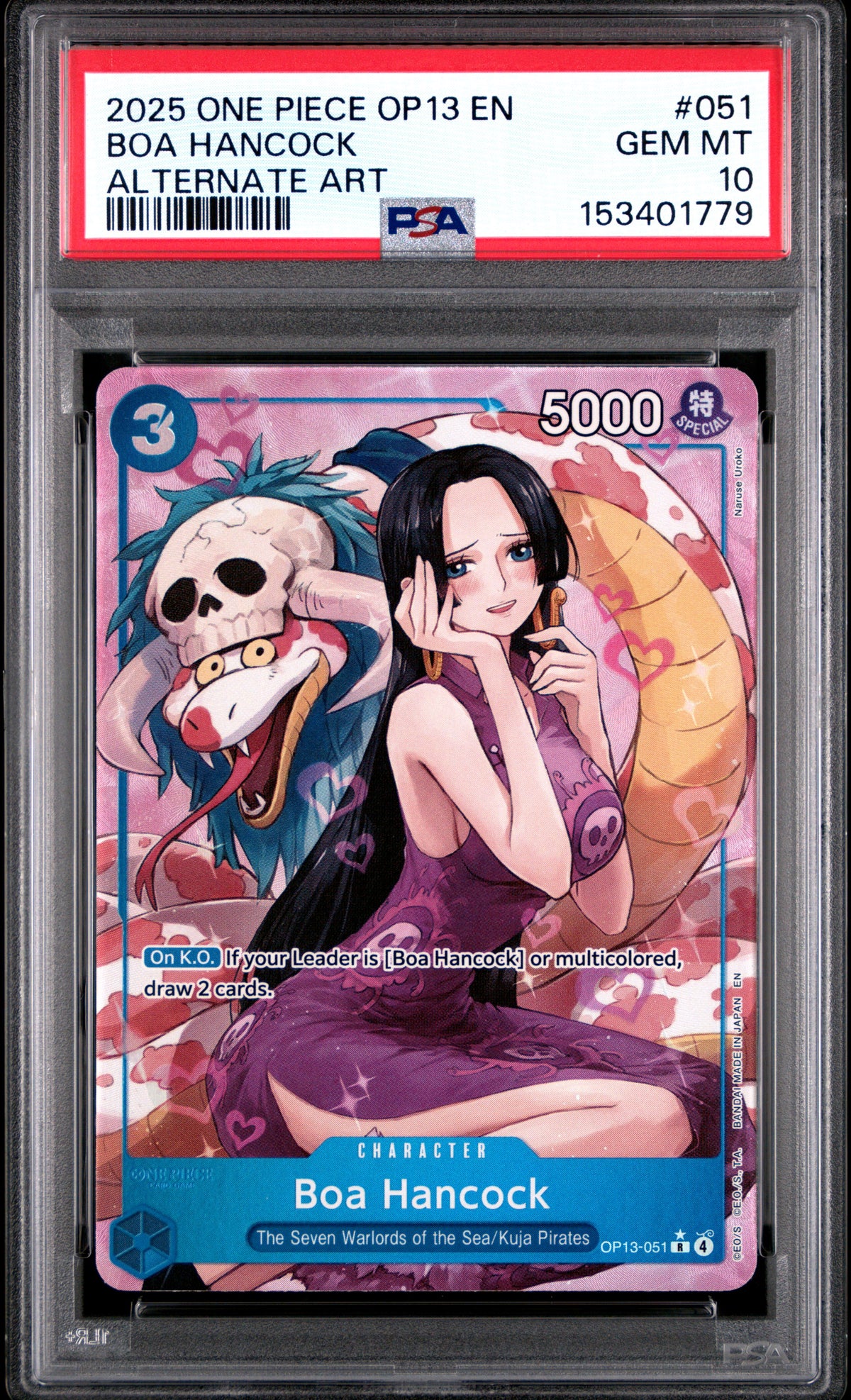 Boa Hancock Alternate Art PSA 10 2025 One Piece OP13 Carrying On His Will #051