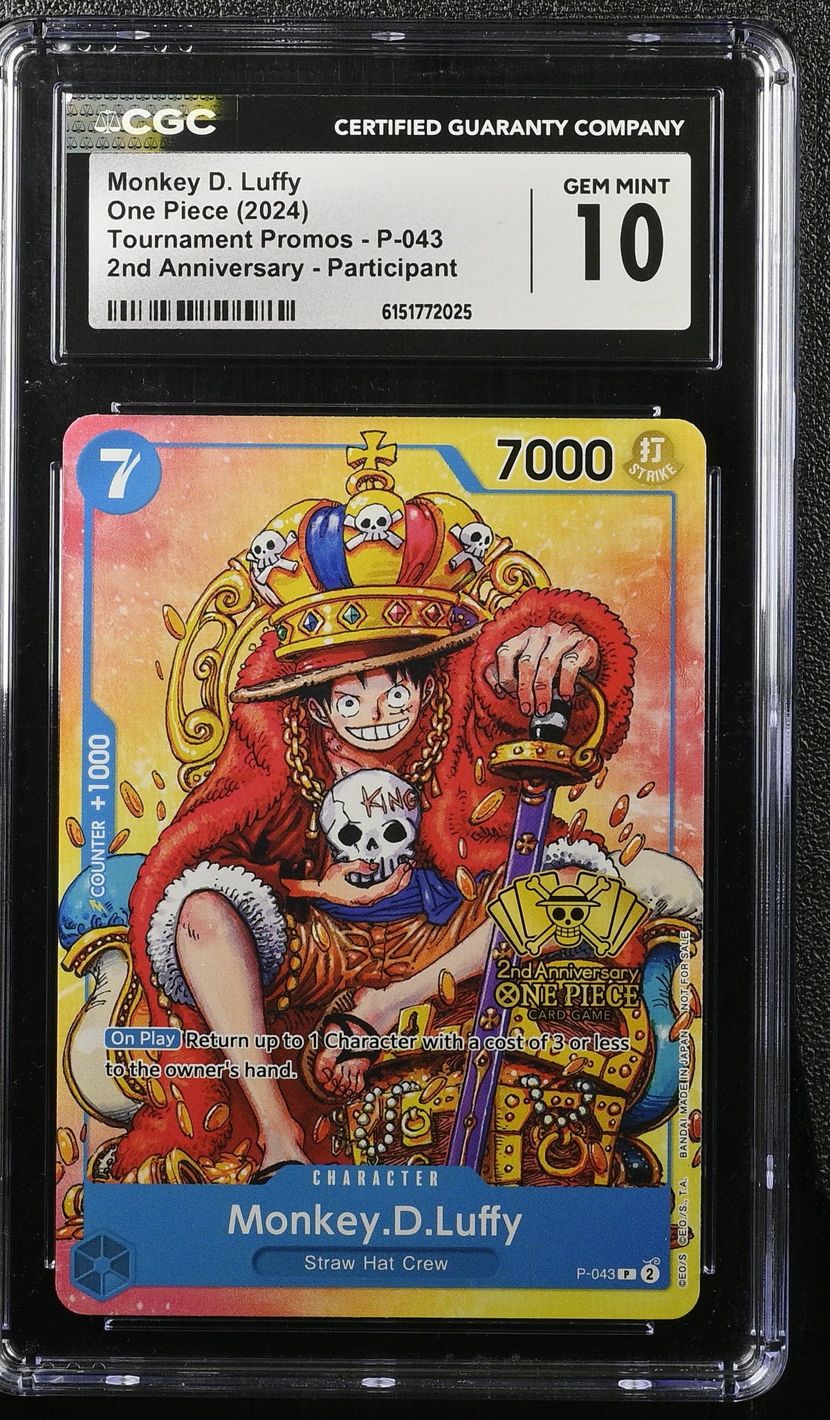 Monkey D. Luffy CGC 10 2024 Tournament Promos #P-043