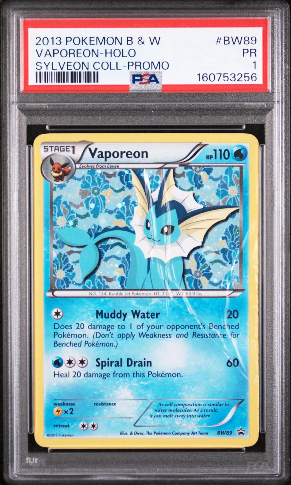 Vaporeon Holo PSA 1 2013 Pokemon Black & White Promo #BW89 POP 5