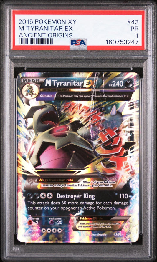 M Tyranitar EX PSA 1 2015 Pokemon Xy Ancient Origins #43 LOW POP