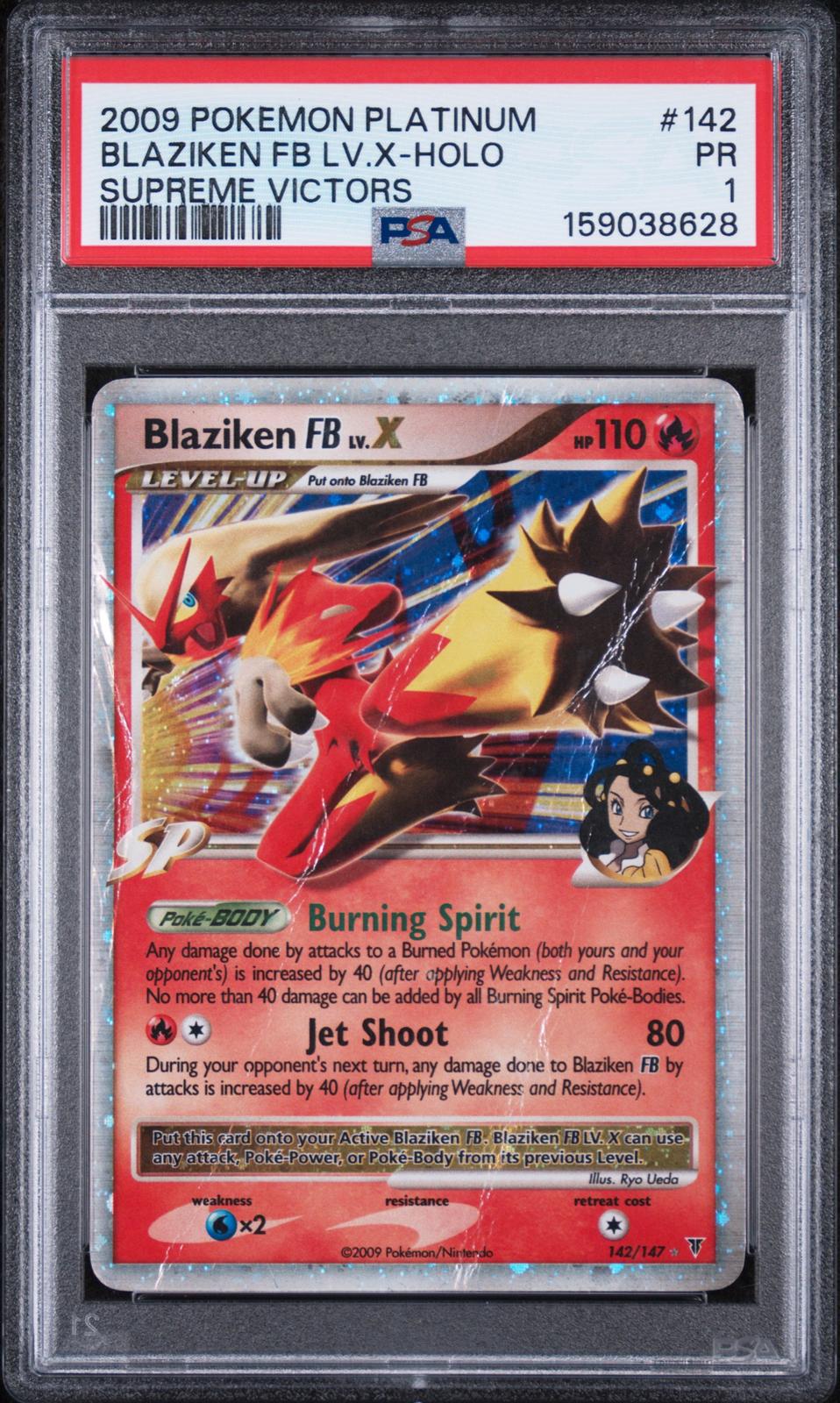 Blaziken FB Lv. X Holo PSA 1 2009 Pokemon Platinum Supreme Victors #142 LOW POP