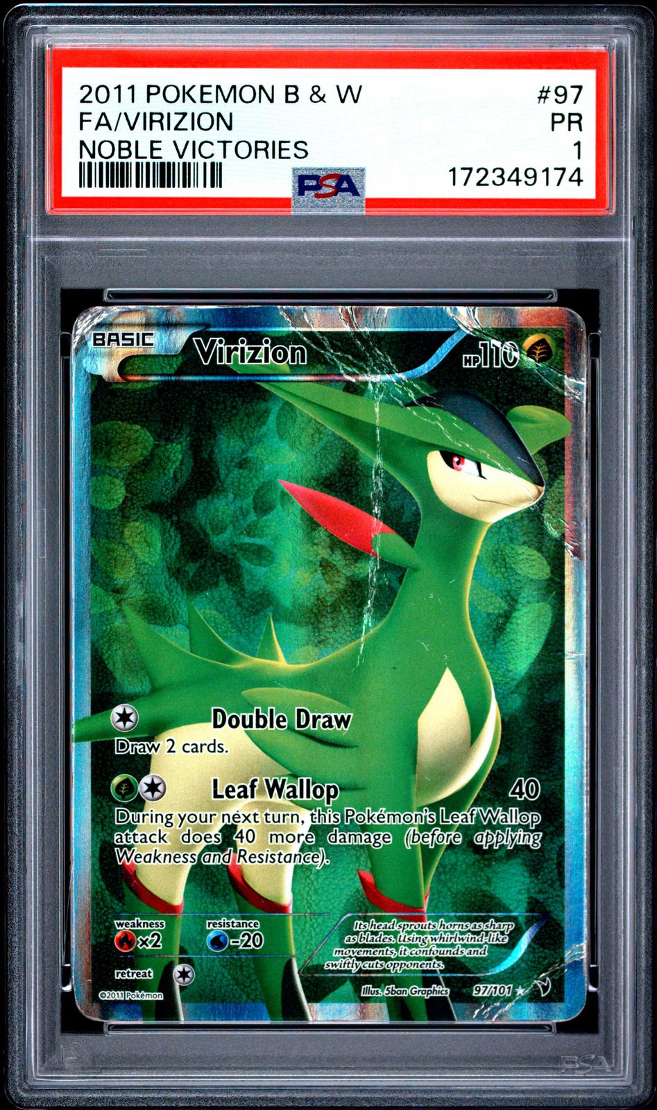 Virizion PSA 1 2011 Pokemon Black & White Noble Victories #97 POP 3