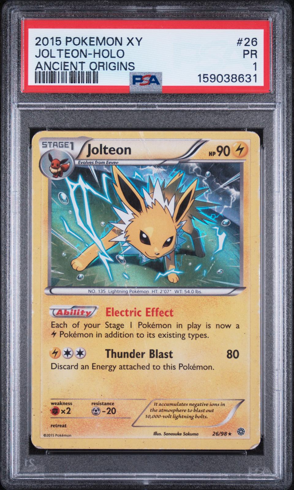 Jolteon Holo PSA 1 2015 Pokemon Xy Ancient Origins #26 POP 1