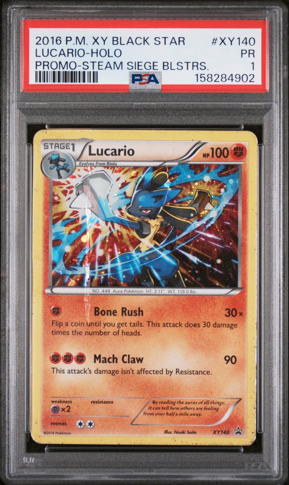 Lucario Holo PSA 1 2016 Pokemon Xy Black Star Promo #XY140 POP 3