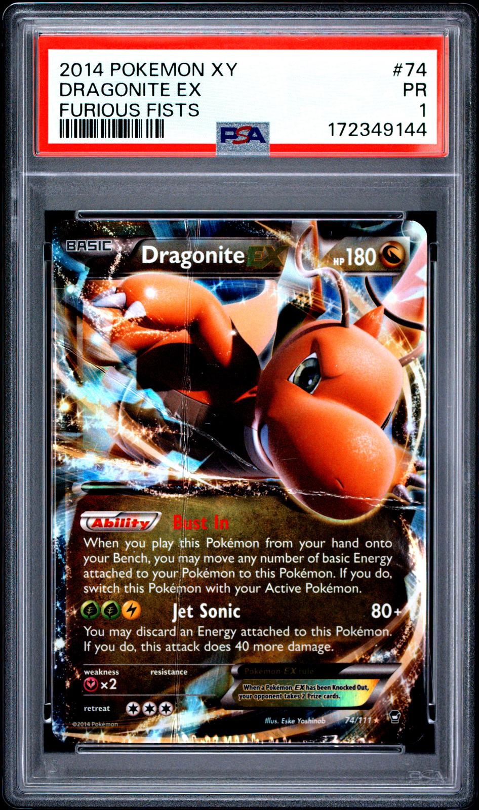 Dragonite EX PSA 1 2014 Pokemon Xy Furious Fists #74 POP 9