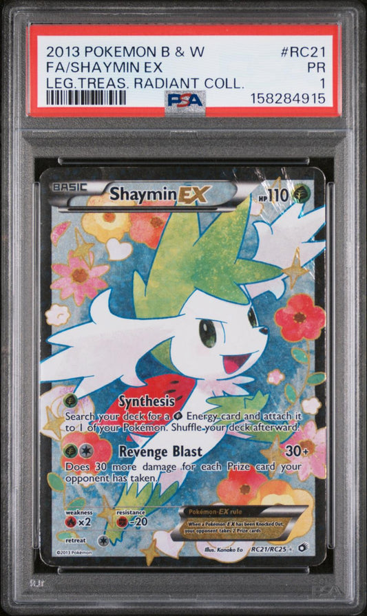 Shaymin EX PSA 1 2013 Pokemon B&W Leg Treasure Radiant Coll #RC21 LOW POP