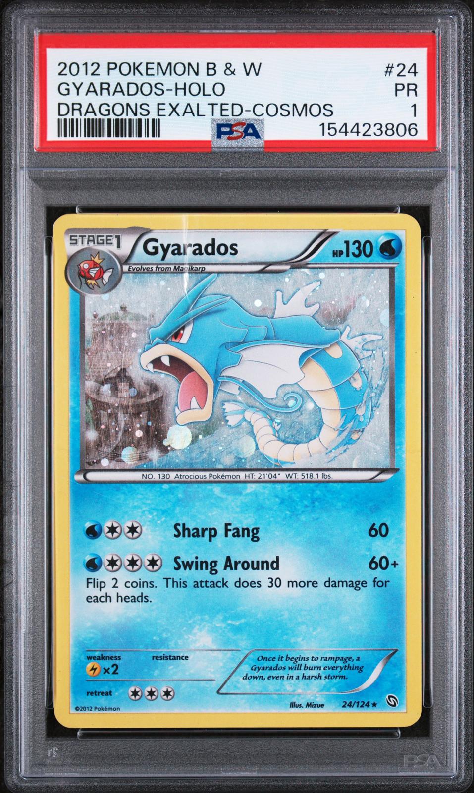 Gyarados Cosmo Holo PSA 1 2012 Pokemon Black & White Dragons Exalted #24 POP 1