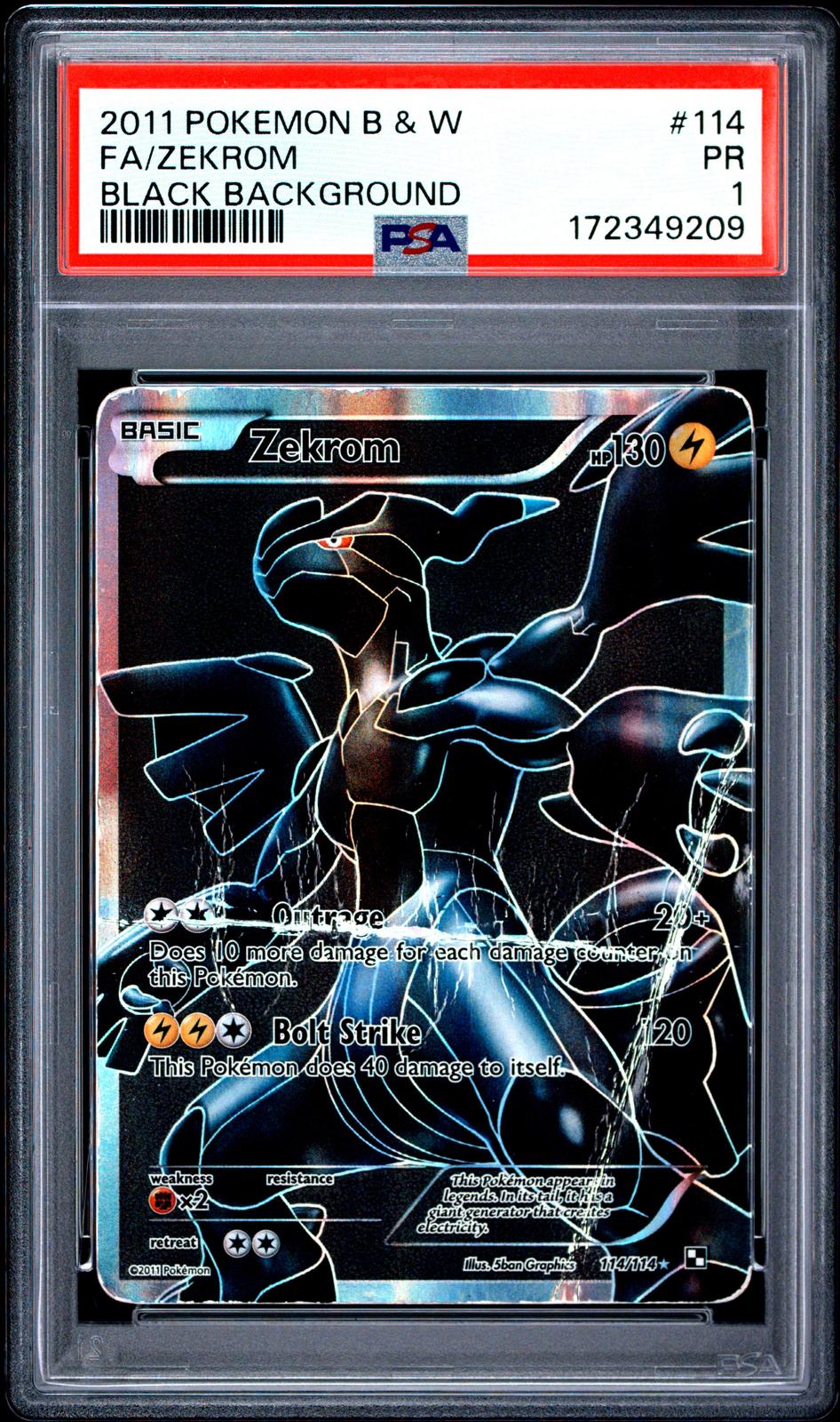 Zekrom Black Background PSA 1 2011 Pokemon Black & White #114