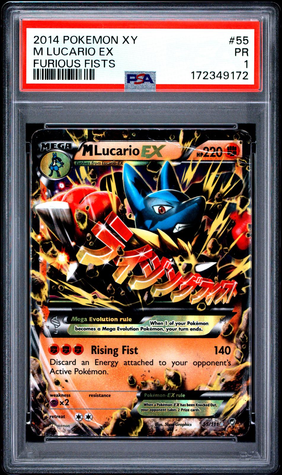 M Lucario EX PSA 1 2014 Pokemon Xy Furious Fists #55 LOW POP