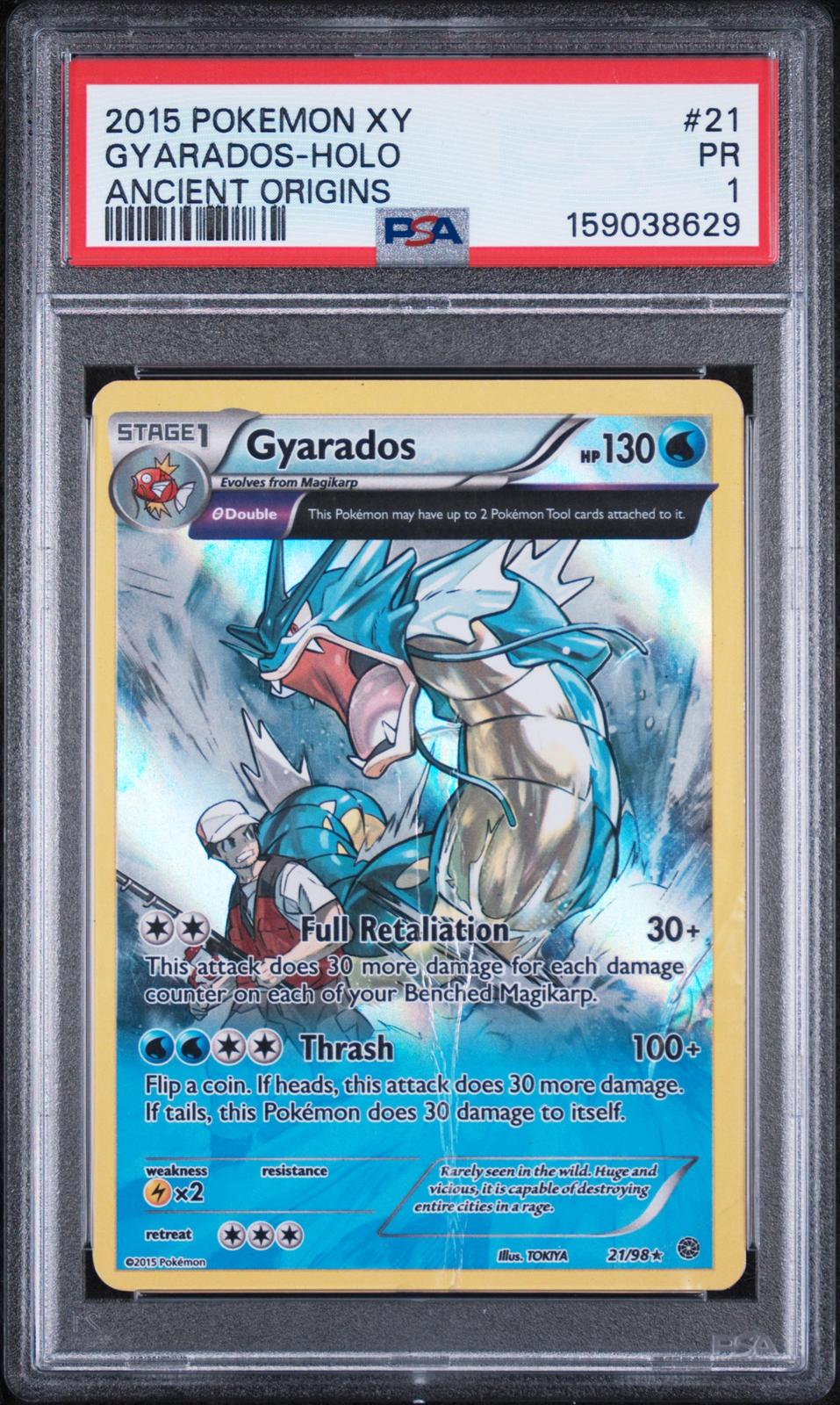 Gyarados Holo PSA 1 2015 Pokemon Xy Ancient Origins #21 LOW POP