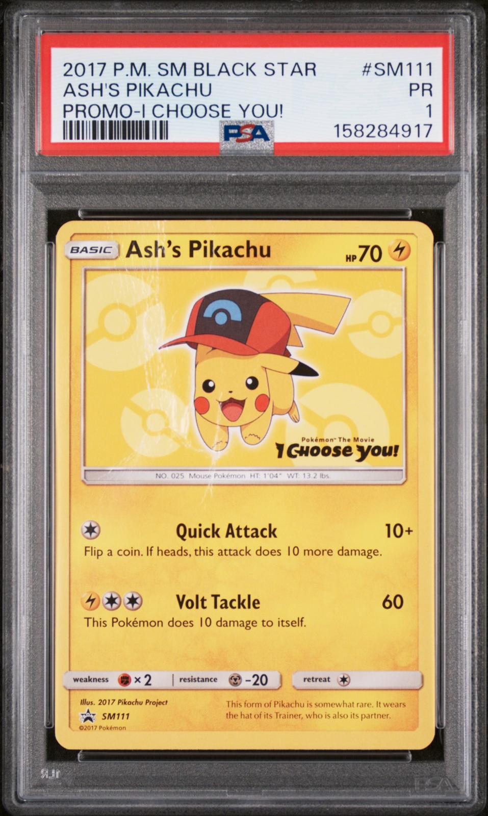 Ash's Pikachu I Choose You! PSA 1 2017 Pokemon Sm Black Star Promo #SM111 POP 3