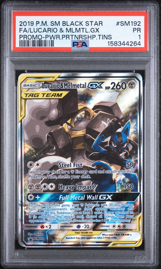 Lucario & Melmetal GX PSA 1 2019 Pokemon Sm Black Star Promo #SM192 LOW POP