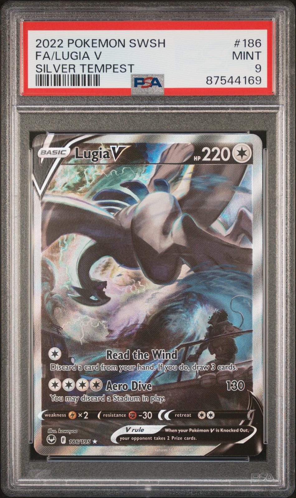 Lugia V PSA 9 2022 Pokemon Sword & Shield Silver Tempest #186