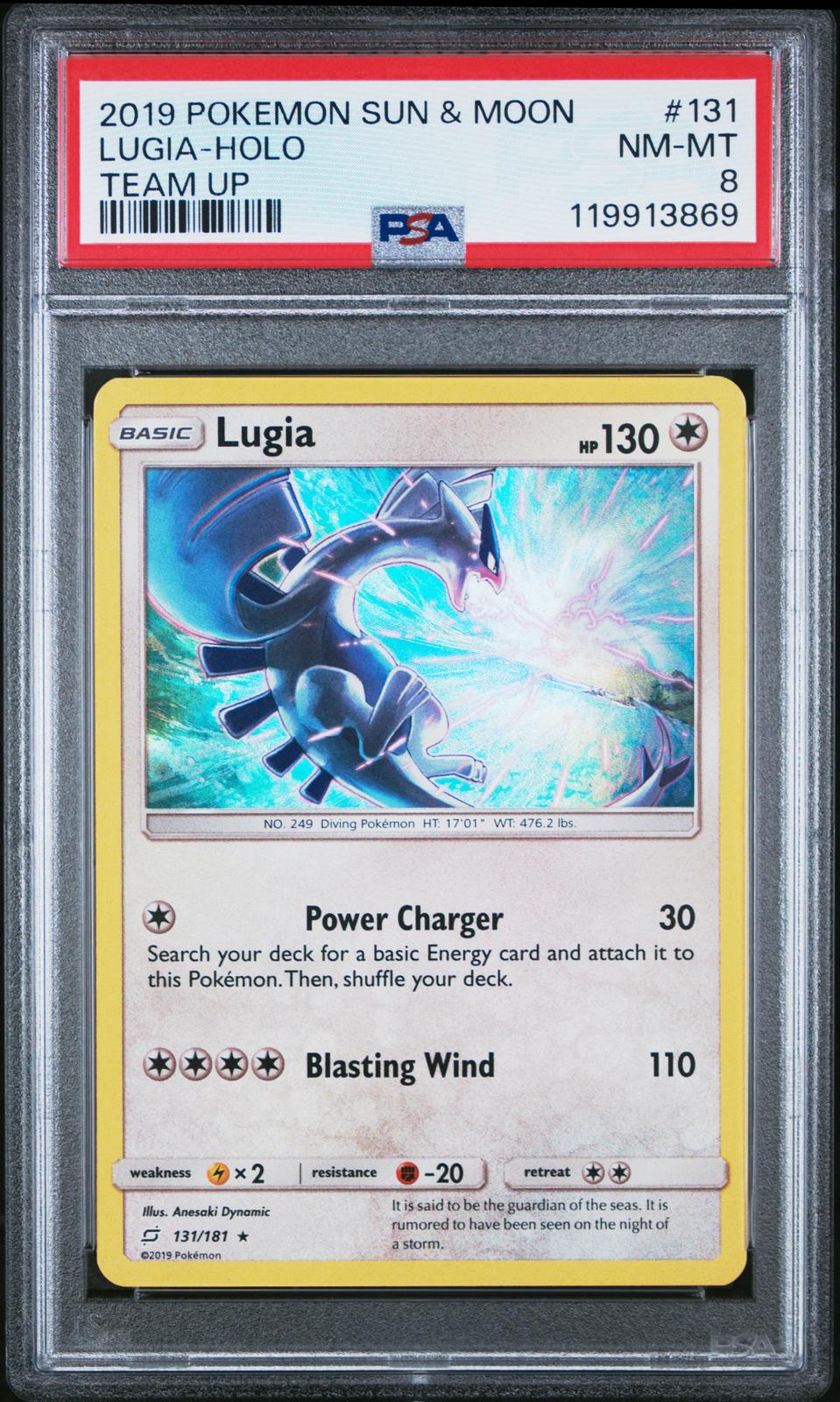 Lugia Holo PSA 8 2019 Pokemon Sun & Moon Team Up #131