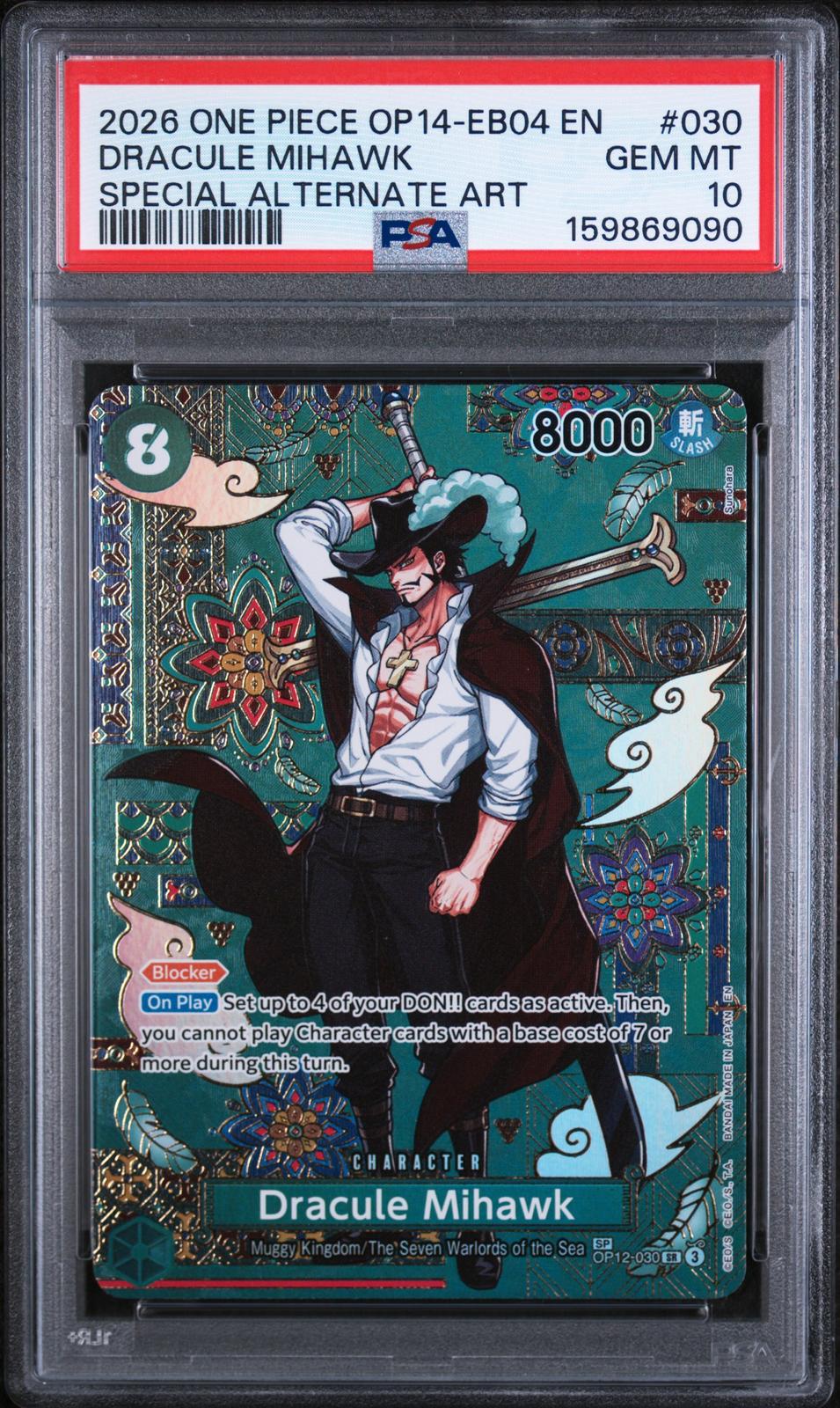 Dracule Mihawk Special Alt Art PSA 10 2026 OP14 EB04 The Azure Sea's Seven #030