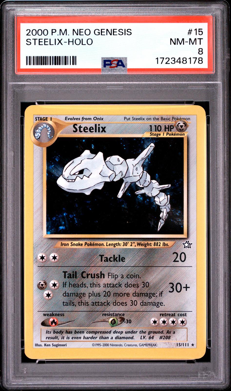 Steelix Holo PSA 8 2000 Pokemon Neo Genesis #15