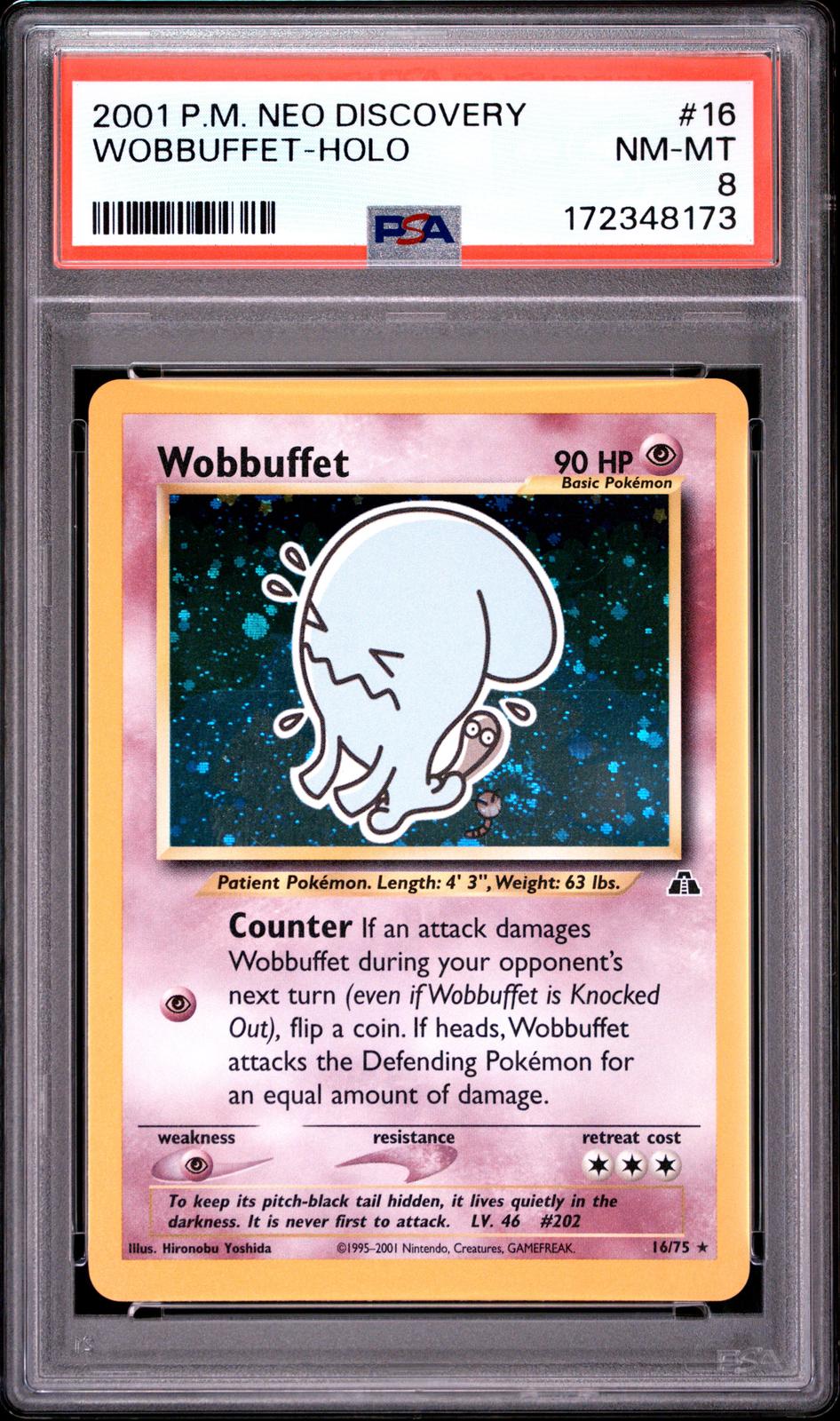 Wobbuffet Holo PSA 8 2001 Pokemon Neo Discovery #16