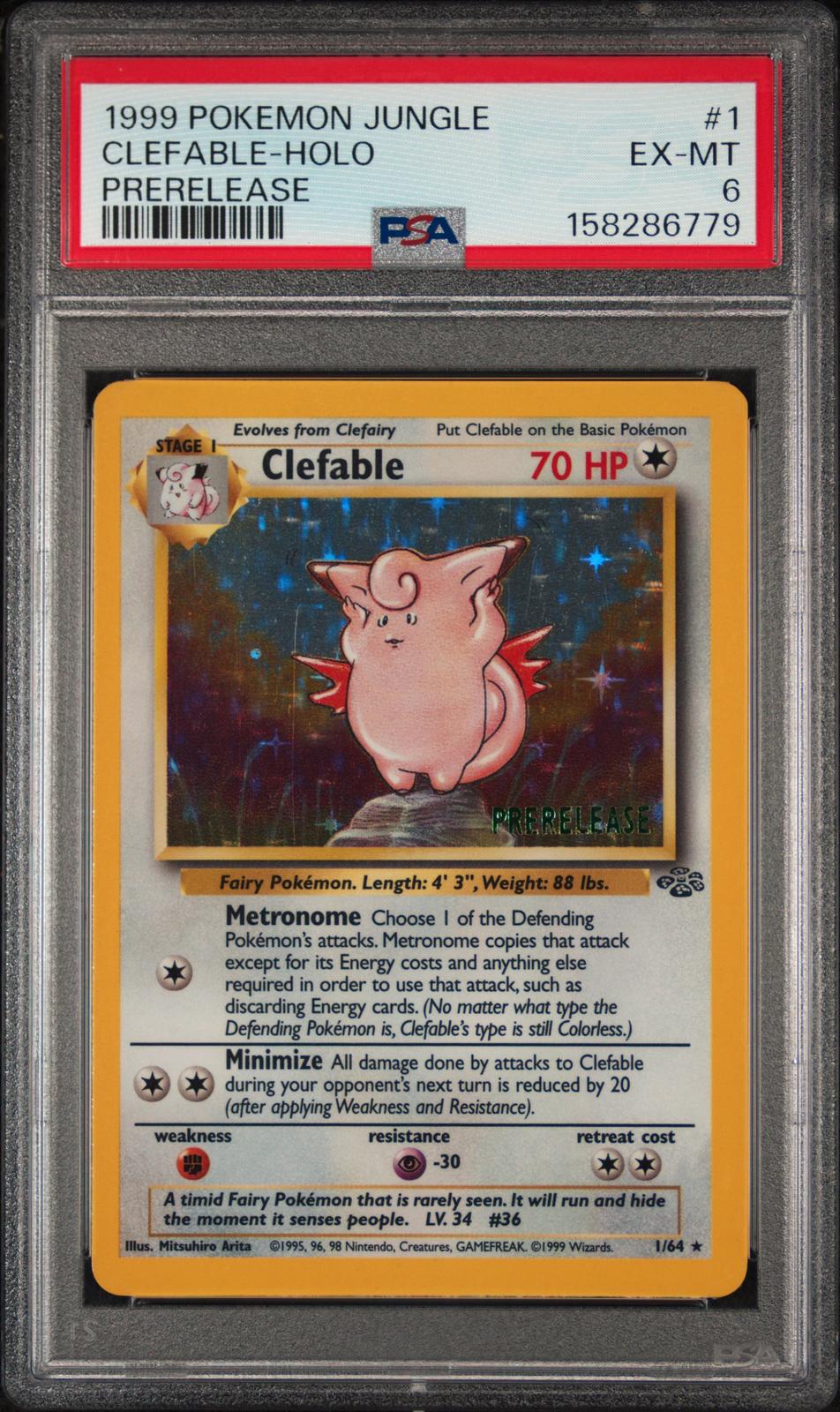 Clefable Holo Prerelease PSA 6 1999 Pokemon Jungle #1