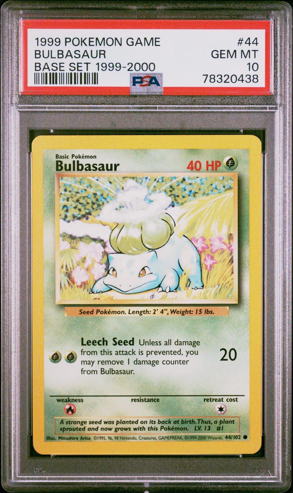 Bulbasaur 1999-2000 Copyright PSA 10 1999 Pokemon Base Set #44 - 4TH PRINT