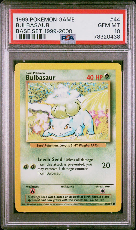 Bulbasaur 1999-2000 Copyright PSA 10 1999 Pokemon Base Set #44 - 4TH PRINT