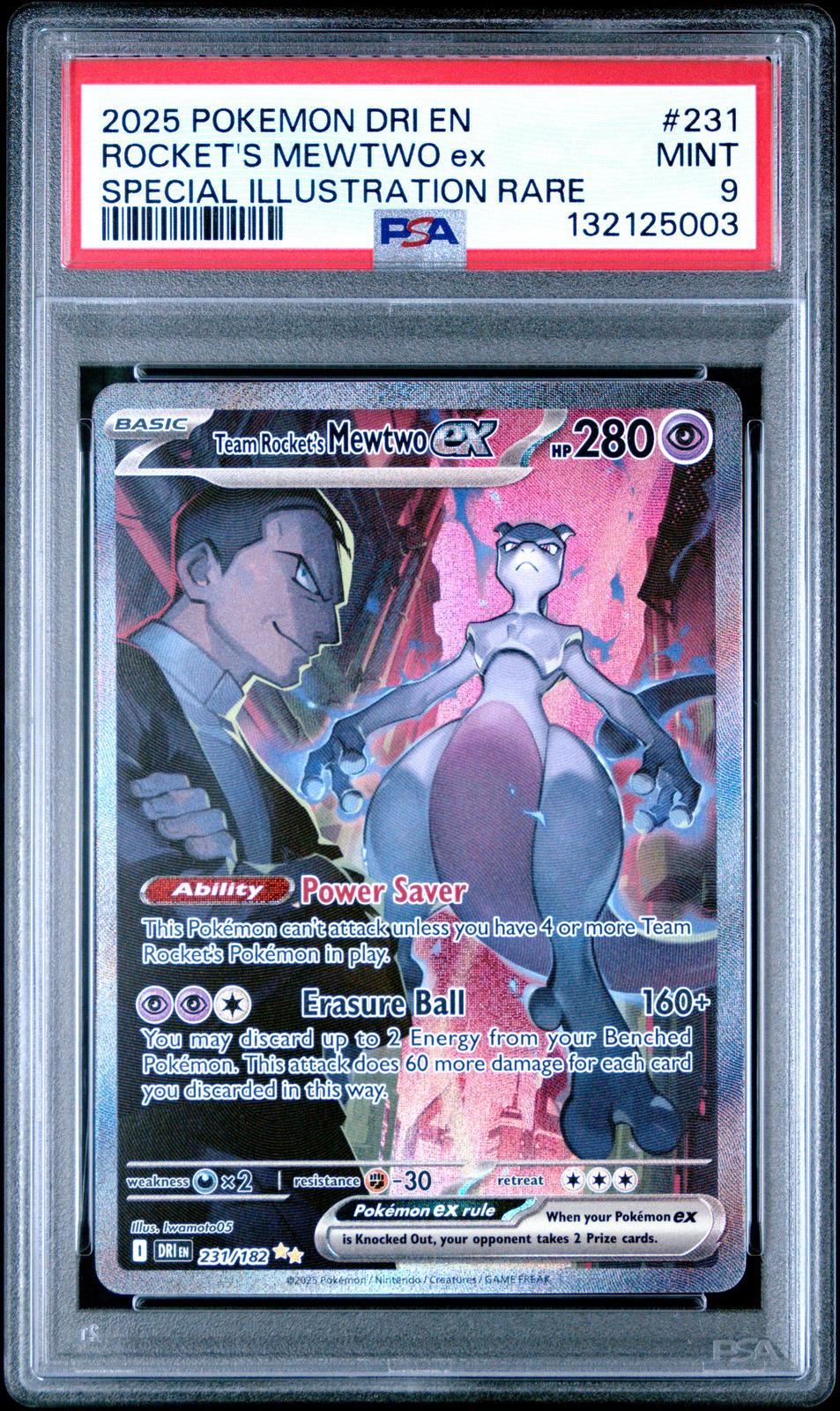 Rocket's Mewtwo ex PSA 9 2025 Pokemon Dri En Destined Rivals #231