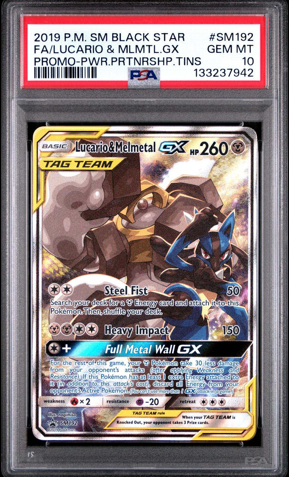 Lucario & Melmetal GX PSA 10 2019 Sm Black Star Promo #SM192