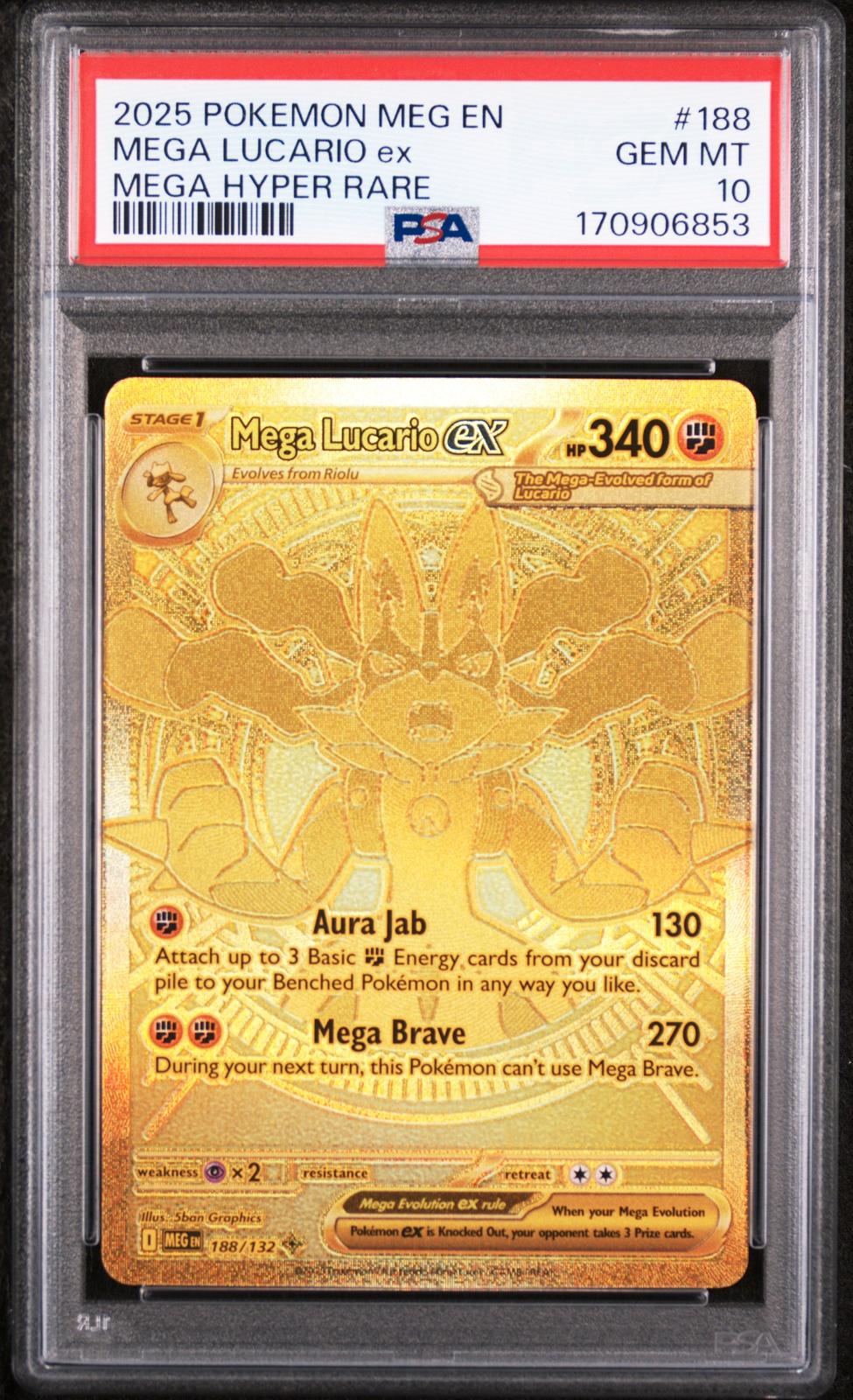 Mega Lucario ex PSA 10 2025 Pokemon En Mega Evolution #188