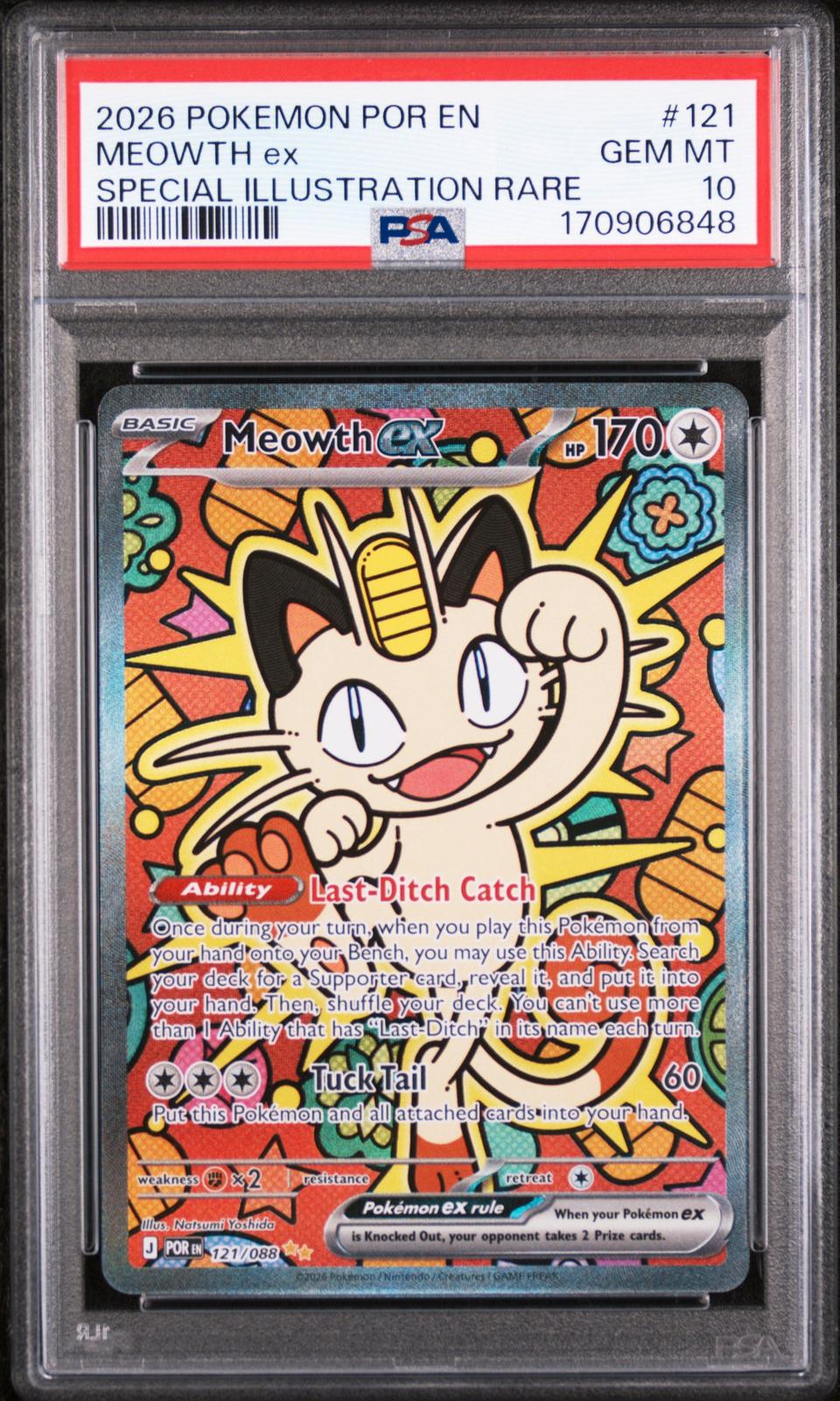 Meowth ex PSA 10 2026 Pokemon En Perfect Order #121