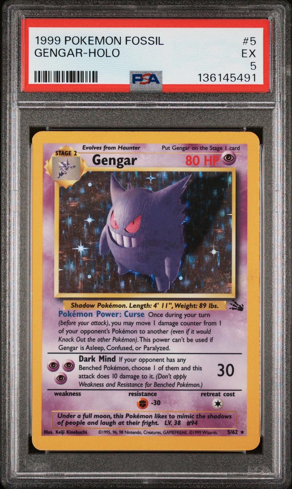 Gengar Holo PSA 5 1999 Pokemon Fossil #5