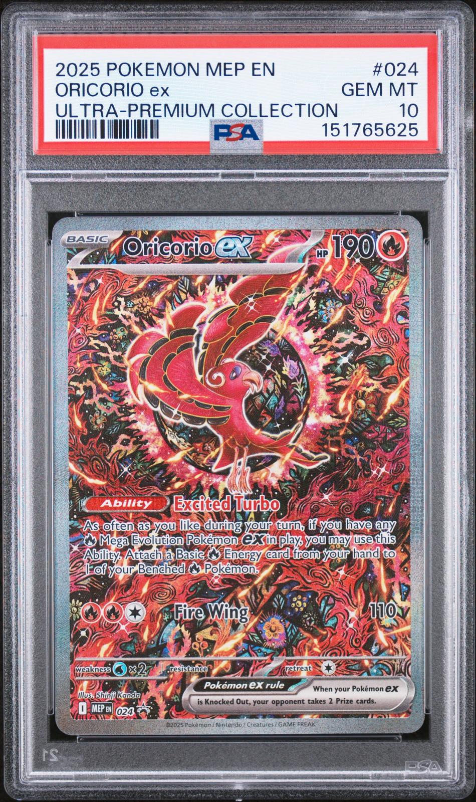 Oricorio ex PSA 10 2025 Pokemon Mep En Black Star Promo #024