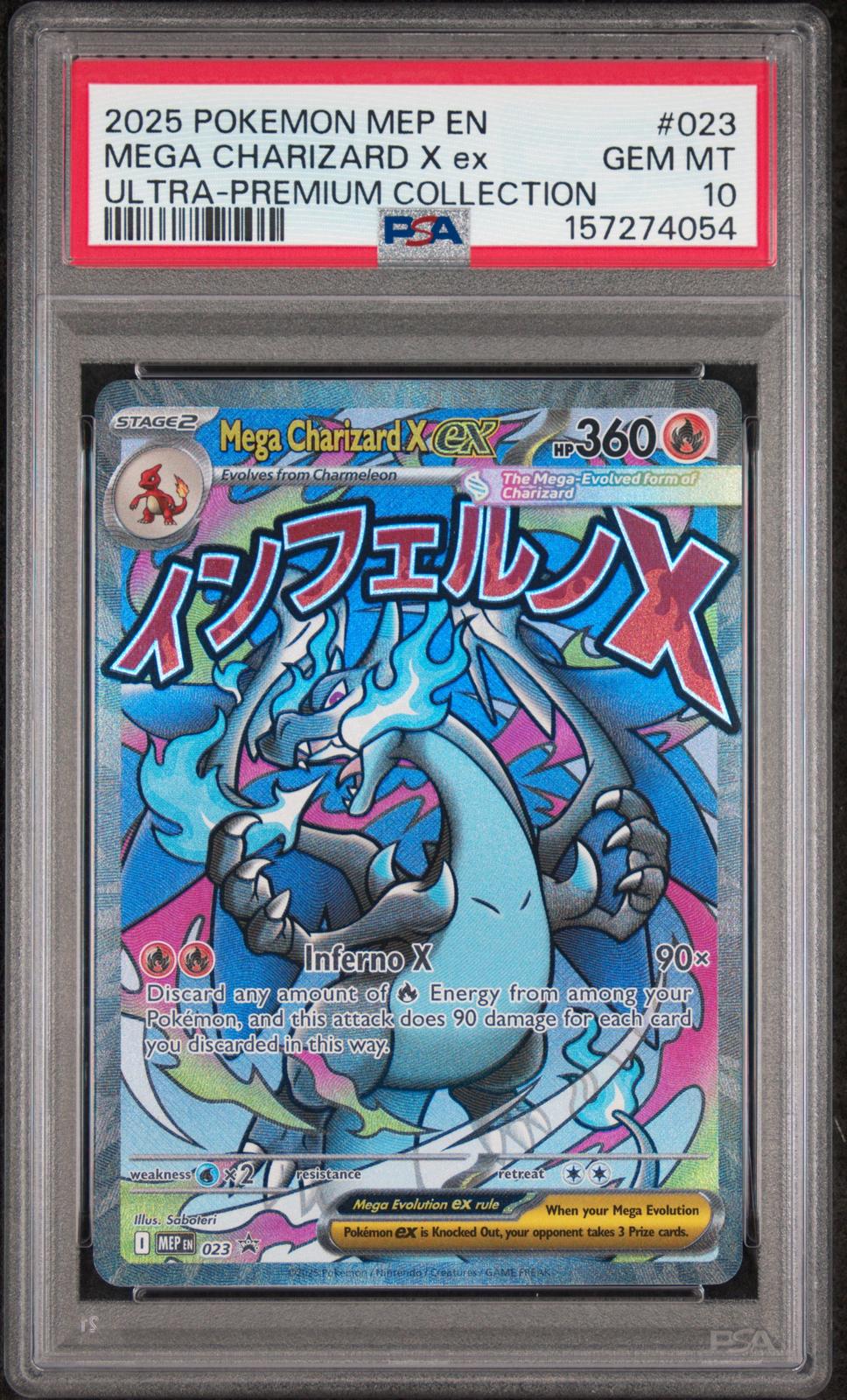 Mega Charizard X ex PSA 10 2025 Pokemon Mep En Black Star Promo #023