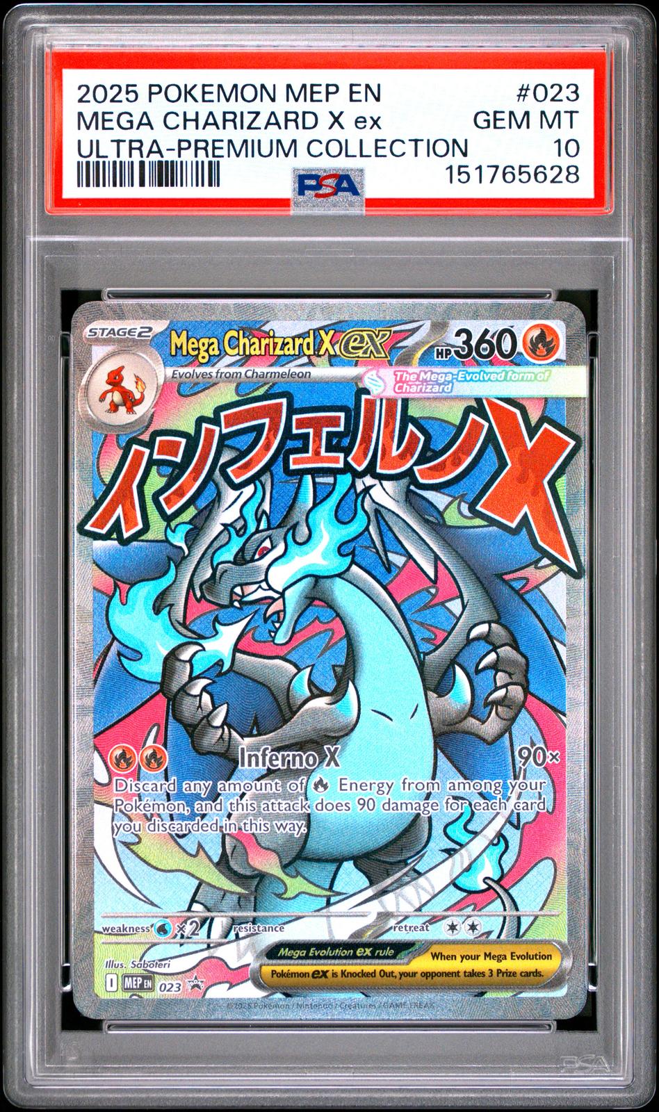 Mega Charizard X ex PSA 10 2025 Pokemon Mep En Black Star Promo #023
