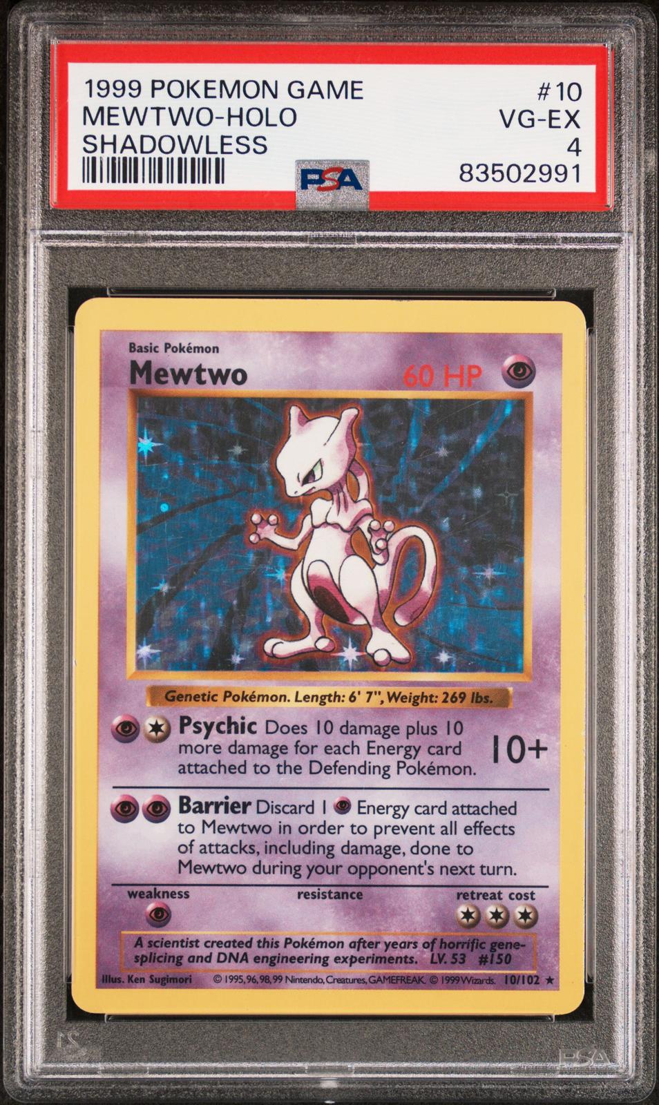 Mewtwo Holo Shadowless PSA 4 1999 Pokemon Base Set Shadowless #10