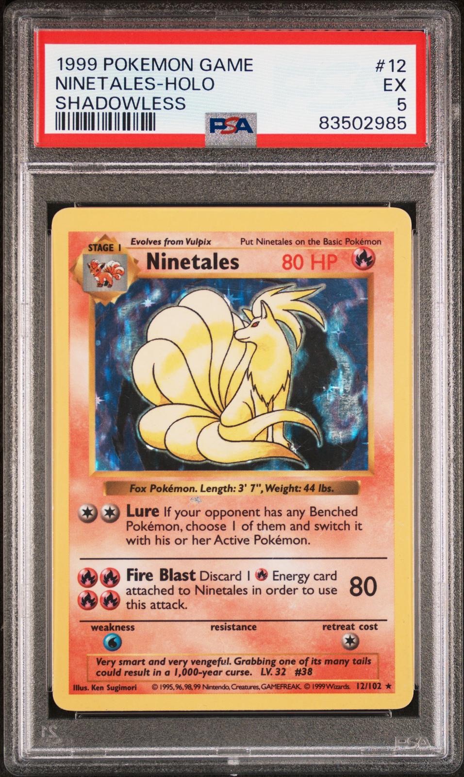Ninetales Holo Shadowless PSA 5 1999 Pokemon Base Set Shadowless #12