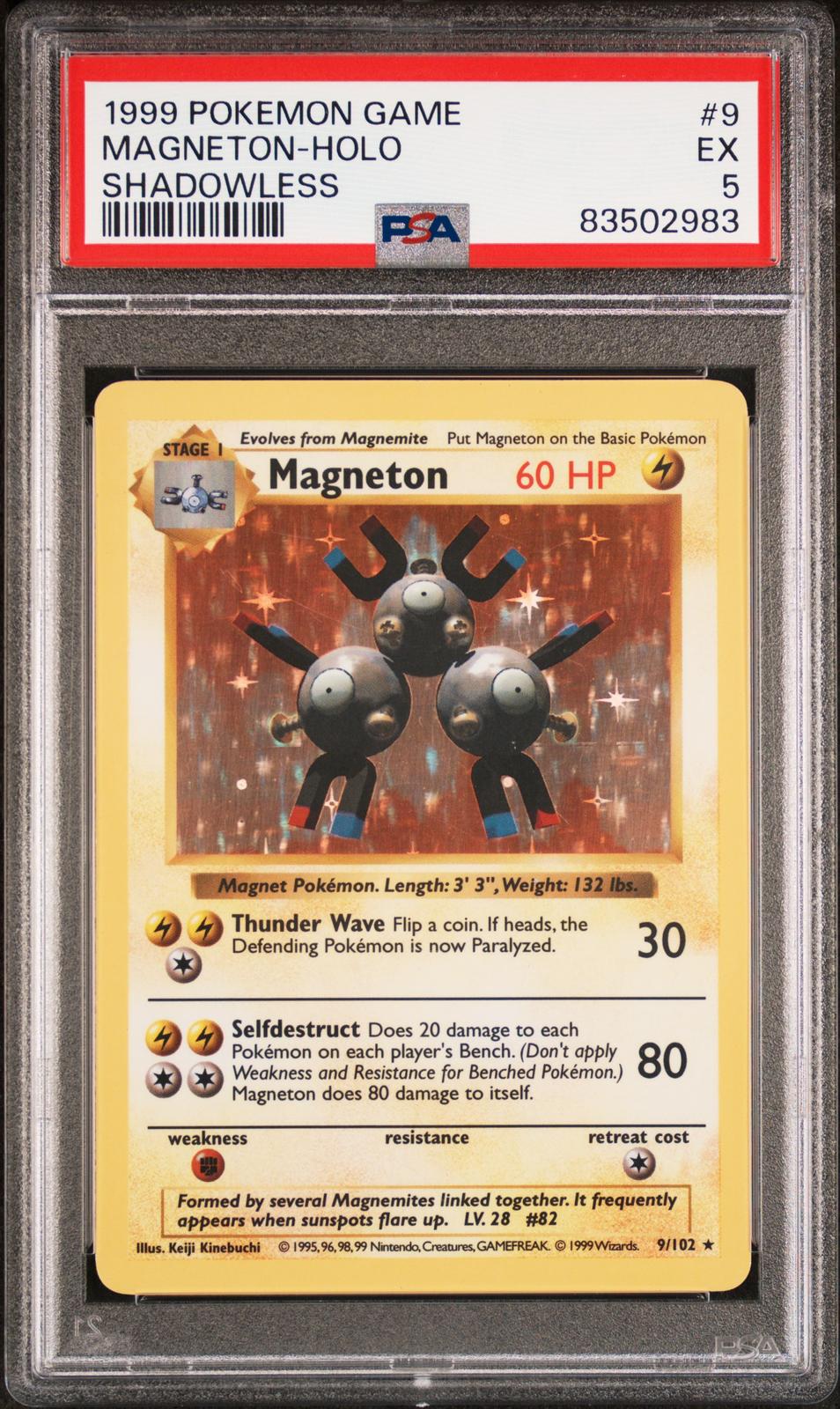 Magneton Holo Shadowless PSA 5 1999 Pokemon Base Set Shadowless #9